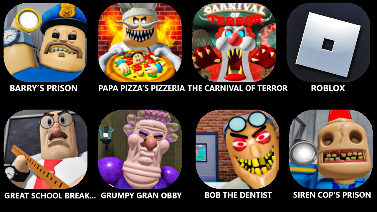 ROBLOX.Escape Papa Pizza's.! (SCARY OBBY).BARRY'S PRISON RUN! (OBBY).The Carnival Of Terror Obby!