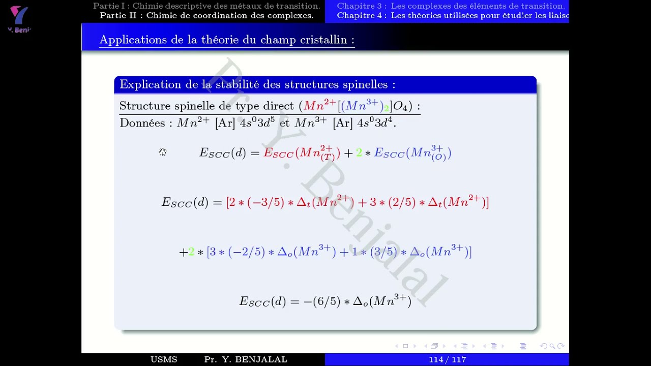 Energie de stabilisation du champ cristallin (ESCC) Exercice