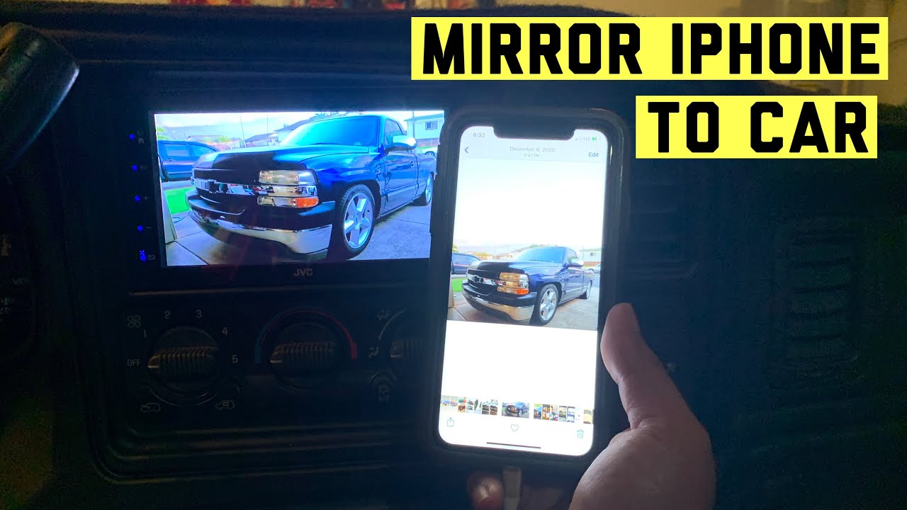 Mirror your Iphone to your Car's Double Din stereo.  Iphone mirror to JVC 99-02 NBS silverado