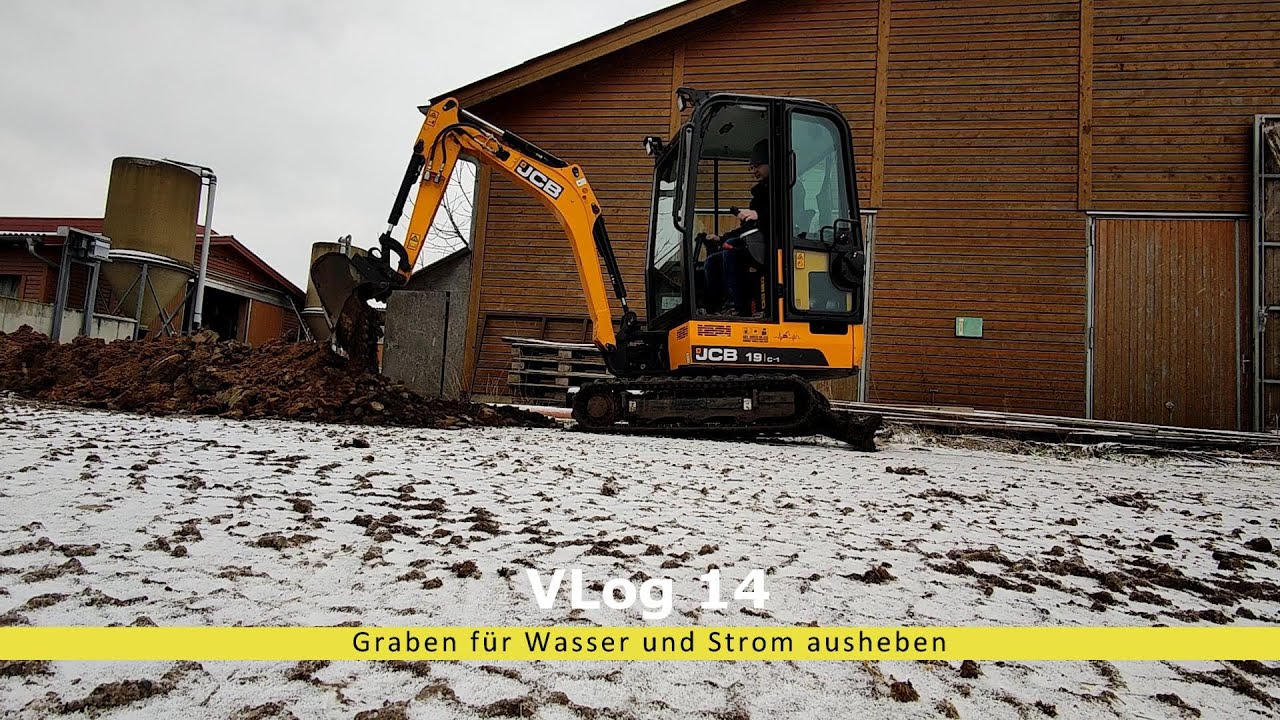 VLog14 Graben für Wasser und Strom  mit JCB 19/1