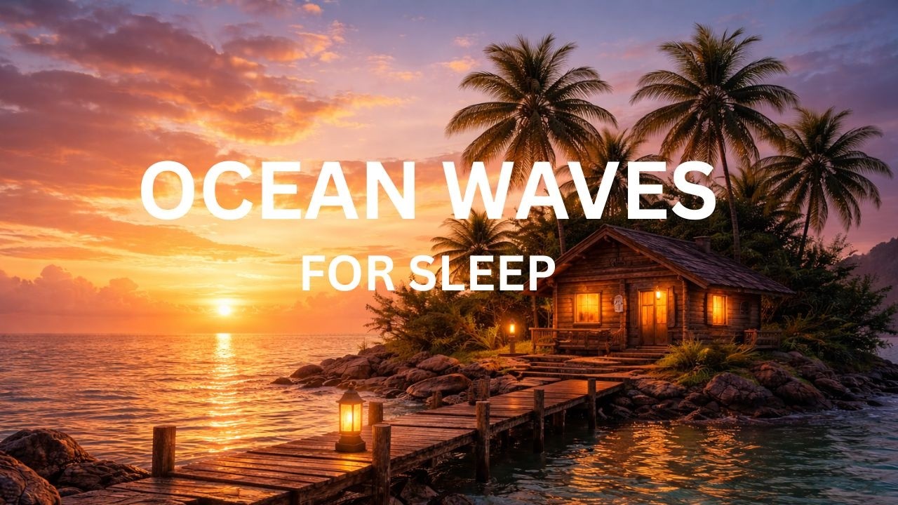 Ocean Waves 1 Hour 4K - Relaxing Island Sunset Ambience
