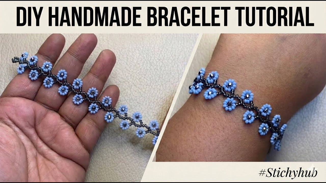 DIY Blue Daisy Chain Bracelet | Easy Beaded Flower Pattern