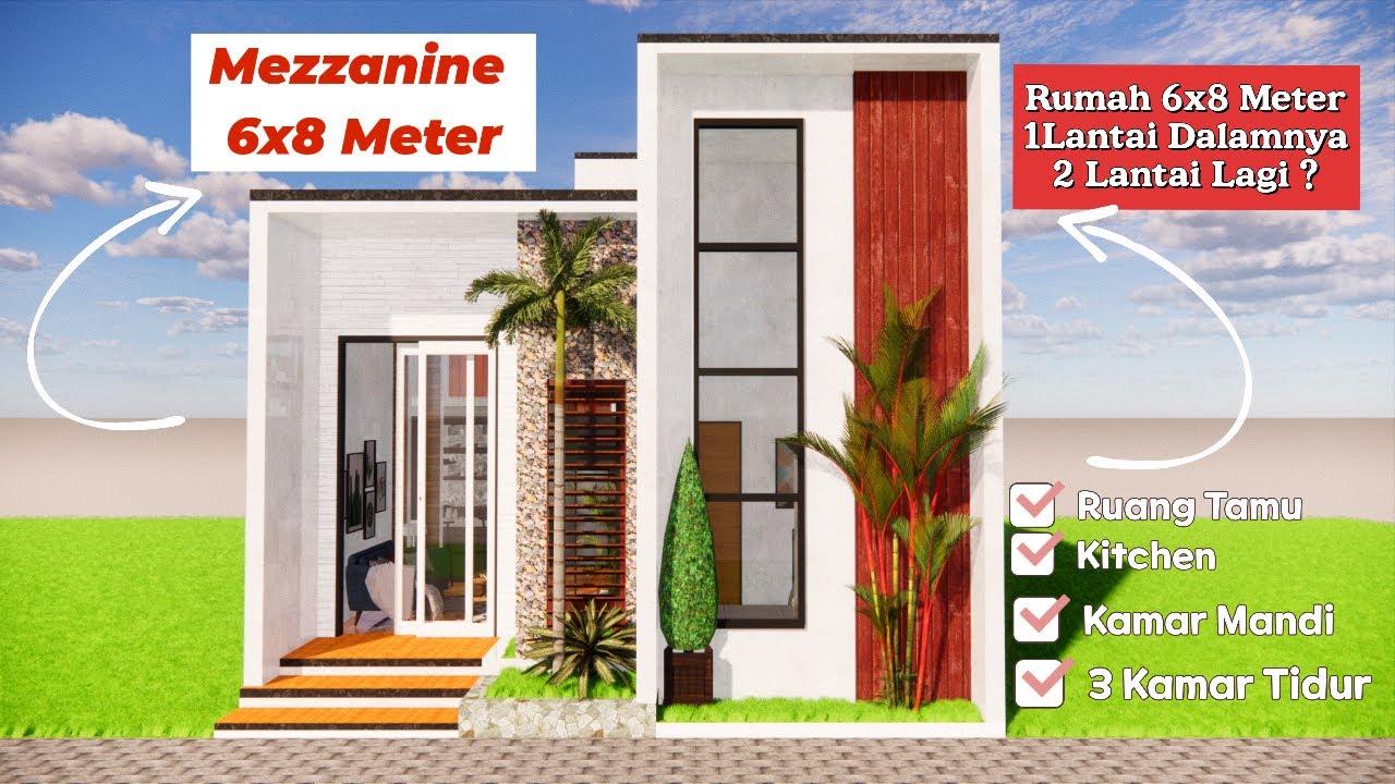 Nuansa Baru Rumah Tipe Mezzanine 6x8 Meter 1 Lantai Dalamnya 2 Lantai, Muat 3 Kamar Tidur Lagi !