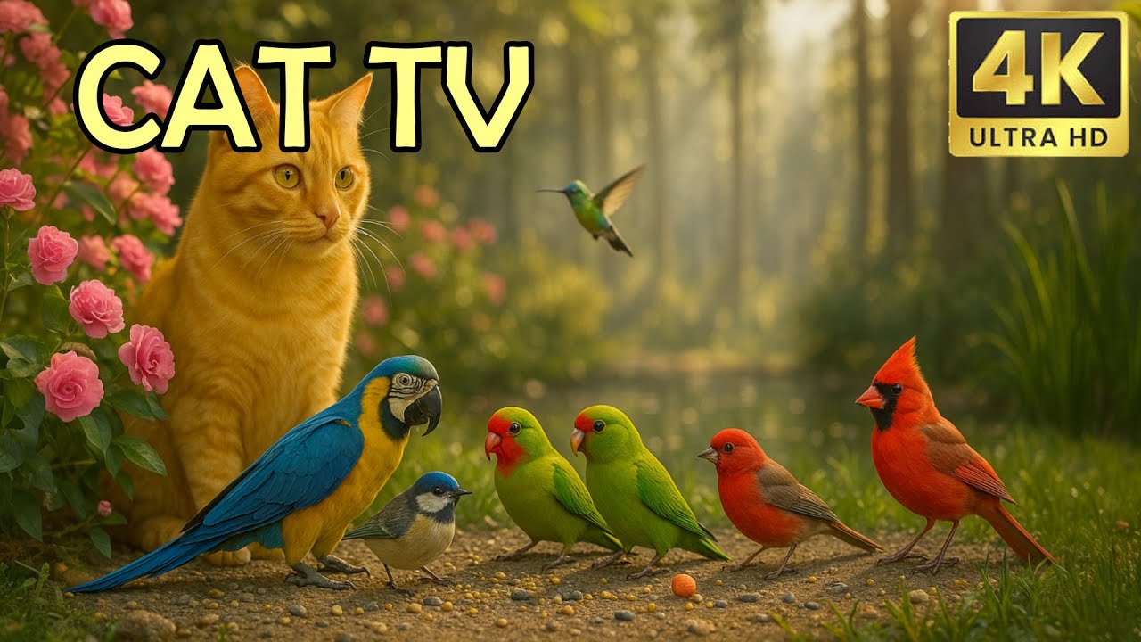 Cat TV for Cats to Watch | Backyard Birds Chirping All Day Long 🌿 4K HDR VIDEO GAMES CAT