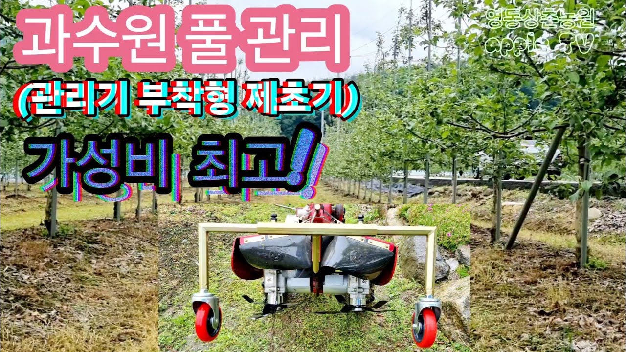과수원 풀 걱정 끝(가성비 좋은 관리기 부착형 제초기)