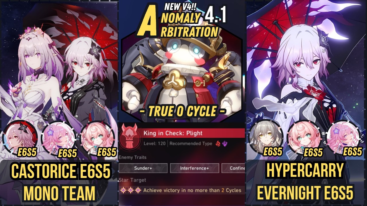 V4 | E6S5 Showcase | Castorice E6S5 Mono Team x Hypercarry Evernight E6S5 | Anomaly Arbitration 4.1