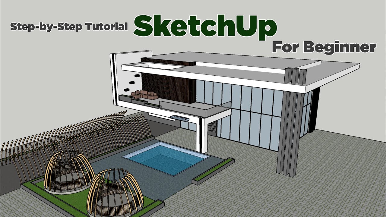 Full Tutorial SketchUp | Step by Step For Beginner | Modern Villa