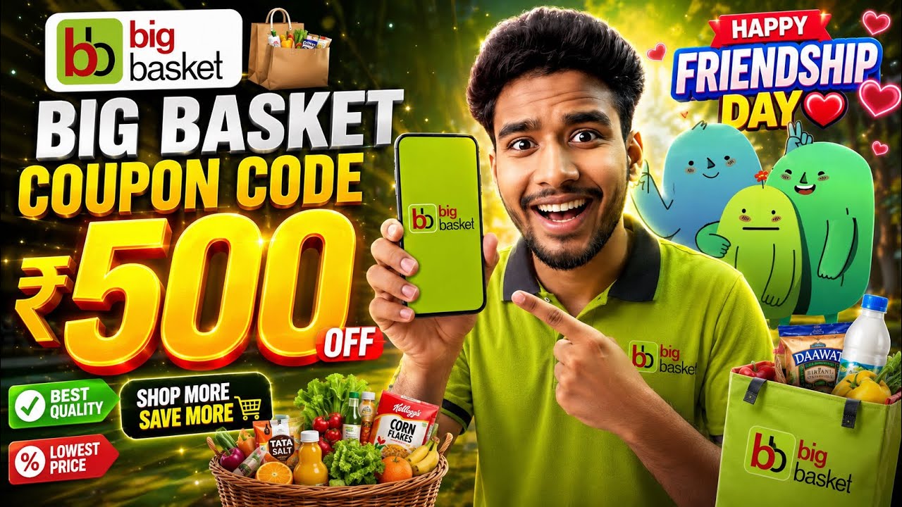 🚨 BIGBASKET Coupon Code Today 🛒🔥 | BigBasket New Offer Today 💚 | Friendship Day Special Deals 🎁 