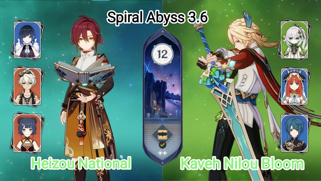 Heizou National & Kaveh Nilou Bloom - Spiral Abyss 3.6 - Floor 12 9 stars | Genshin Impact