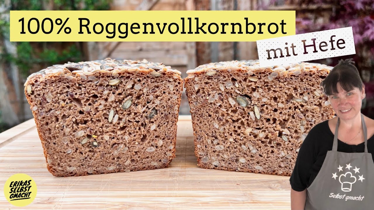 100 % Roggenvollkornbrot in der Kastenform mit Hefe ohne Sauerteig