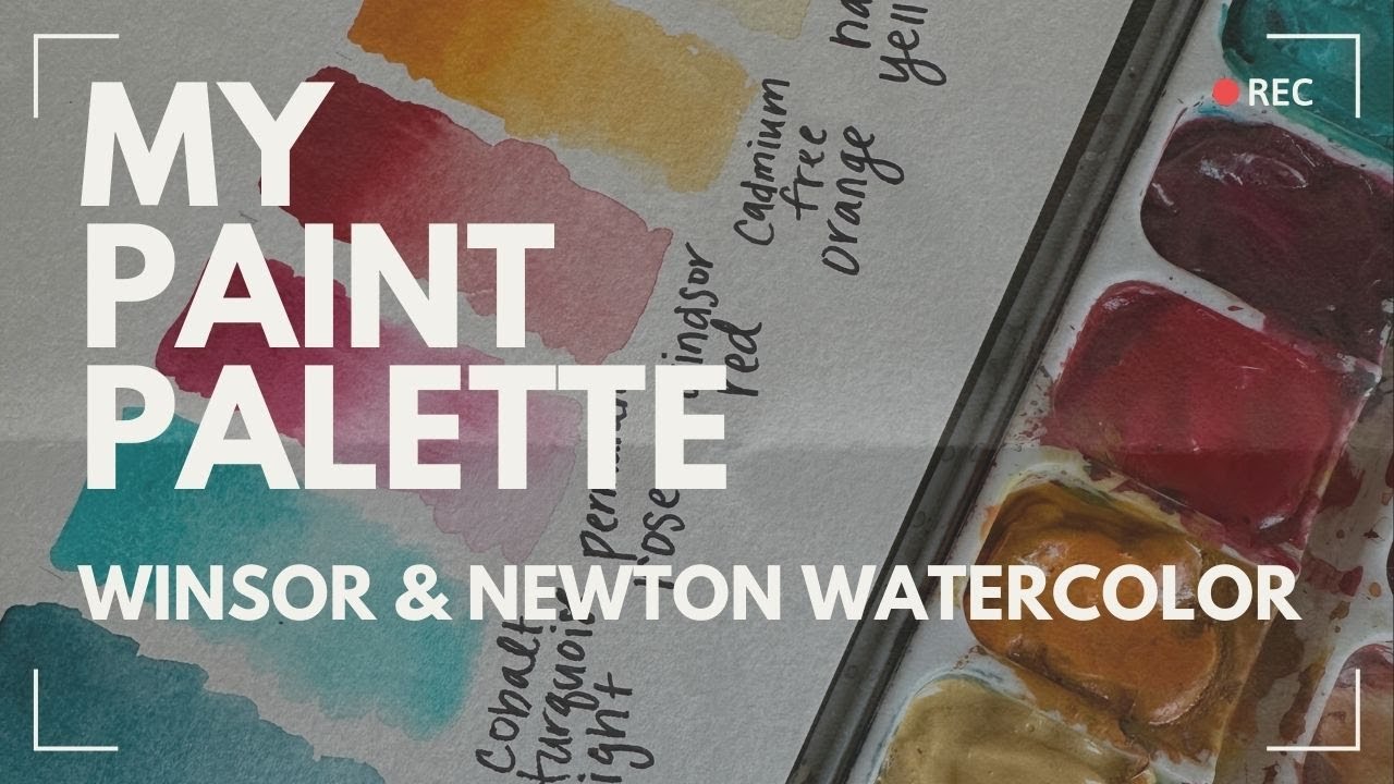 My WINSOR & NEWTON Watercolor Palette | All 24 COLORS I use for painting landscapes! | Color Swatch