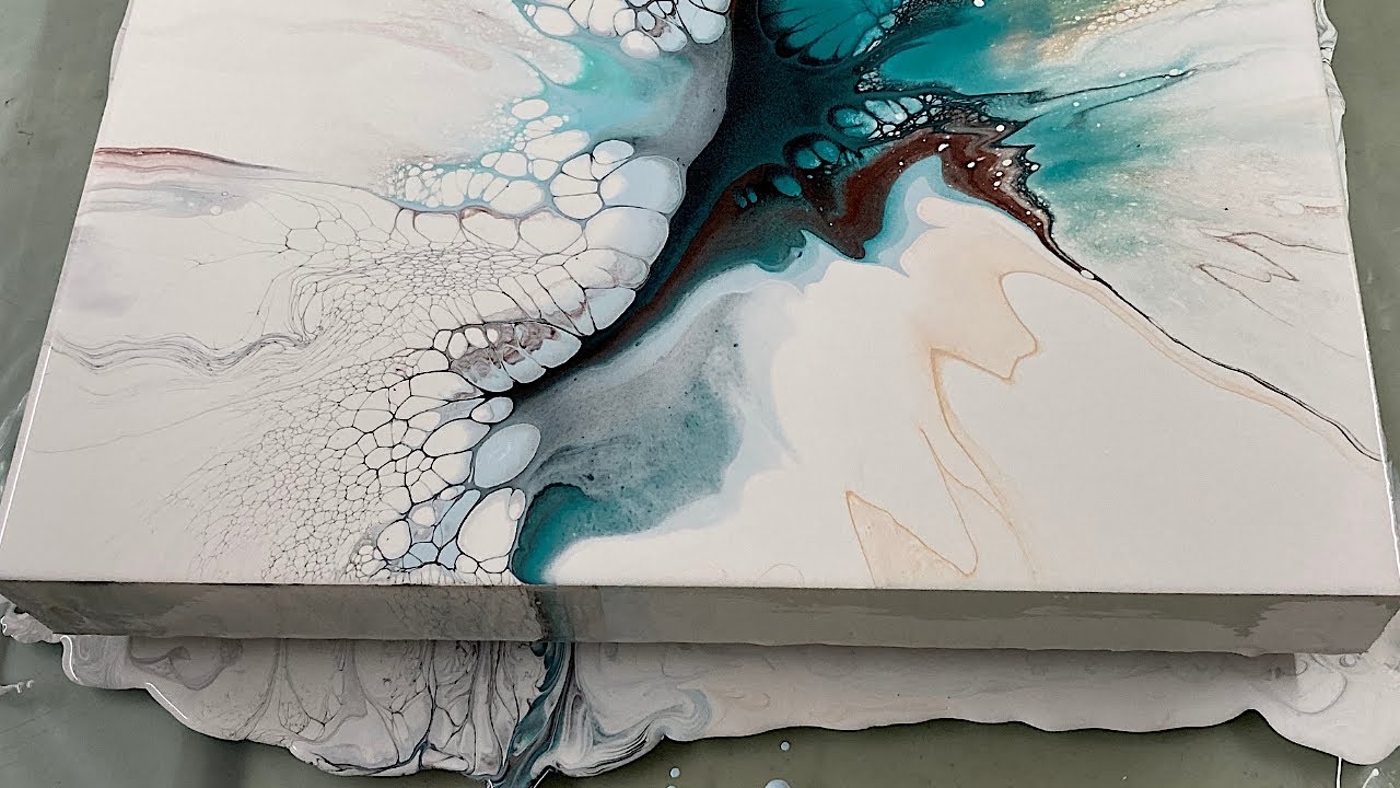 Simple & gorgeous acrylic pearl pour, Easy acrylic pour painting for beginners, Abstract.ASMR