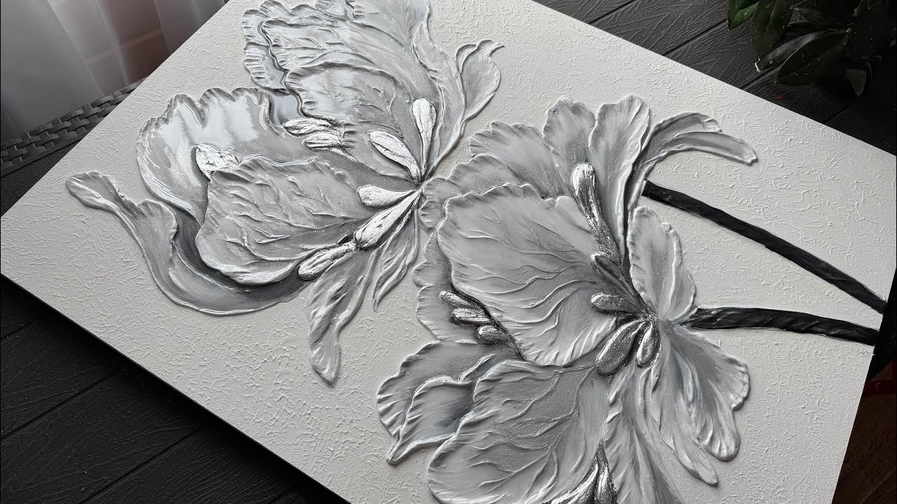 How to Paint Gorgeous Peonies? Texture, Gold Leaf and Resin - The Complete Process🌷