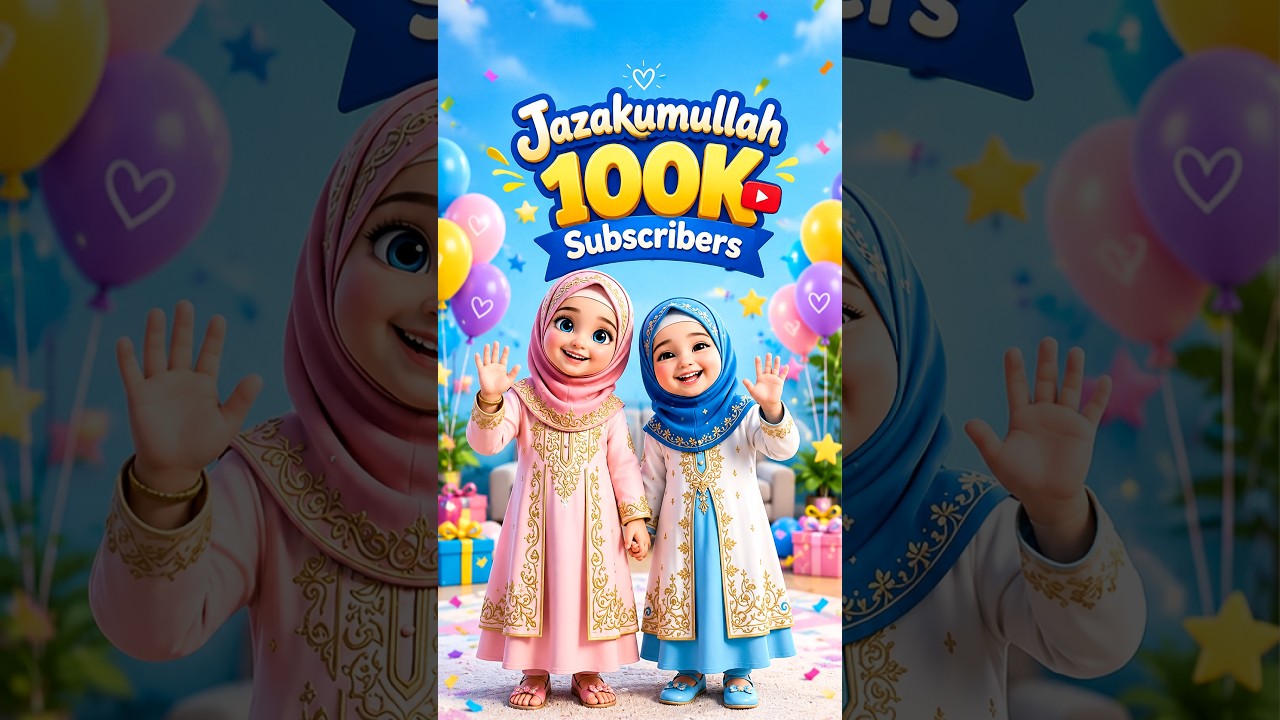 100K Subscribers❤️ Jazakumullahu Khairan! | Bushra & Zahra  #cartoon #shorts