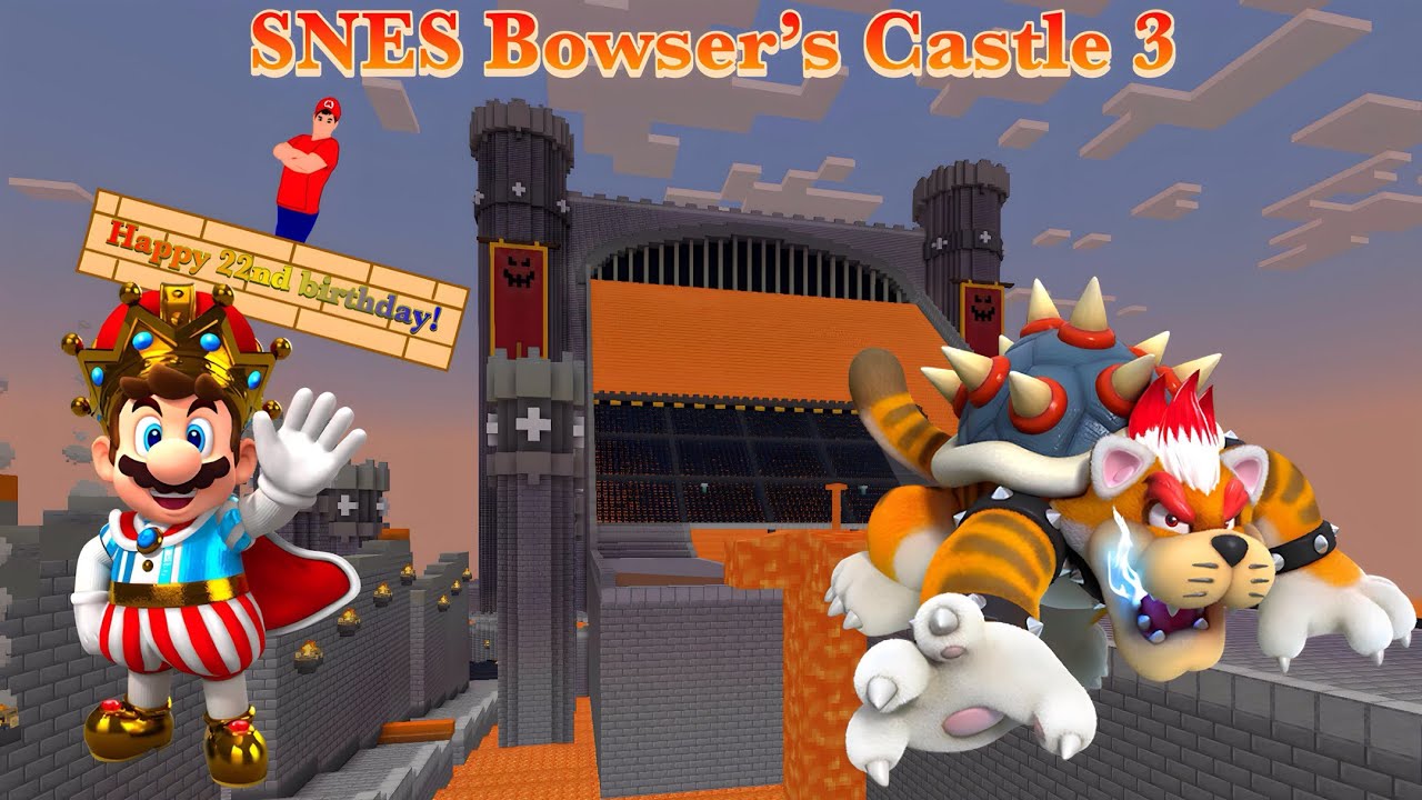 SNES Bowser's Castle 3 Minecraft Mario Kart Tour/8DX *Remastered* (22nd B-Day Video Special🥳🎉🎂)