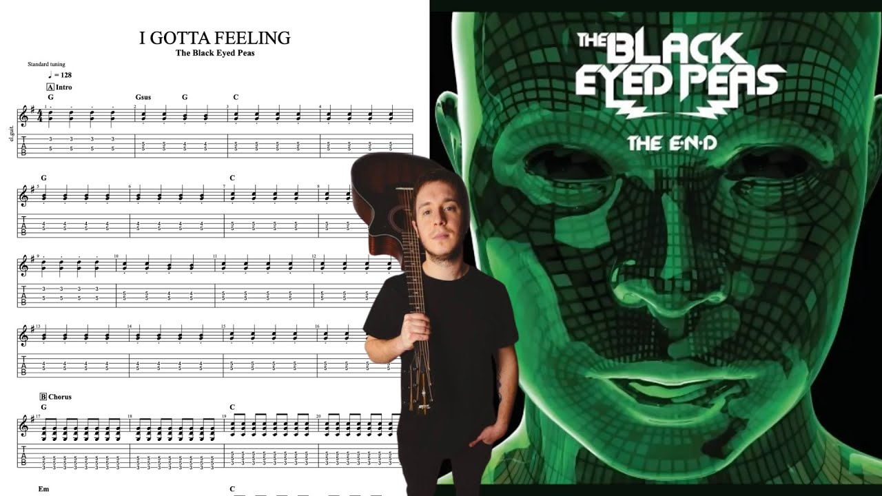The Black Eyed Peas - I Gotta Feeling GUITAR COVER + PLAY ALONG TAB + SCORE