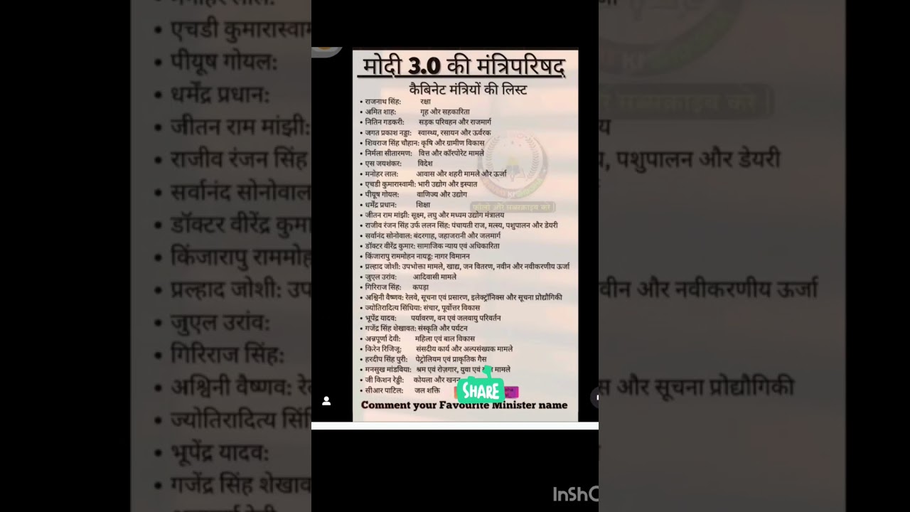 Modi Cabinet Minister List 2024 | PM Modi Cabinet Portfolio Allocation 2024 |