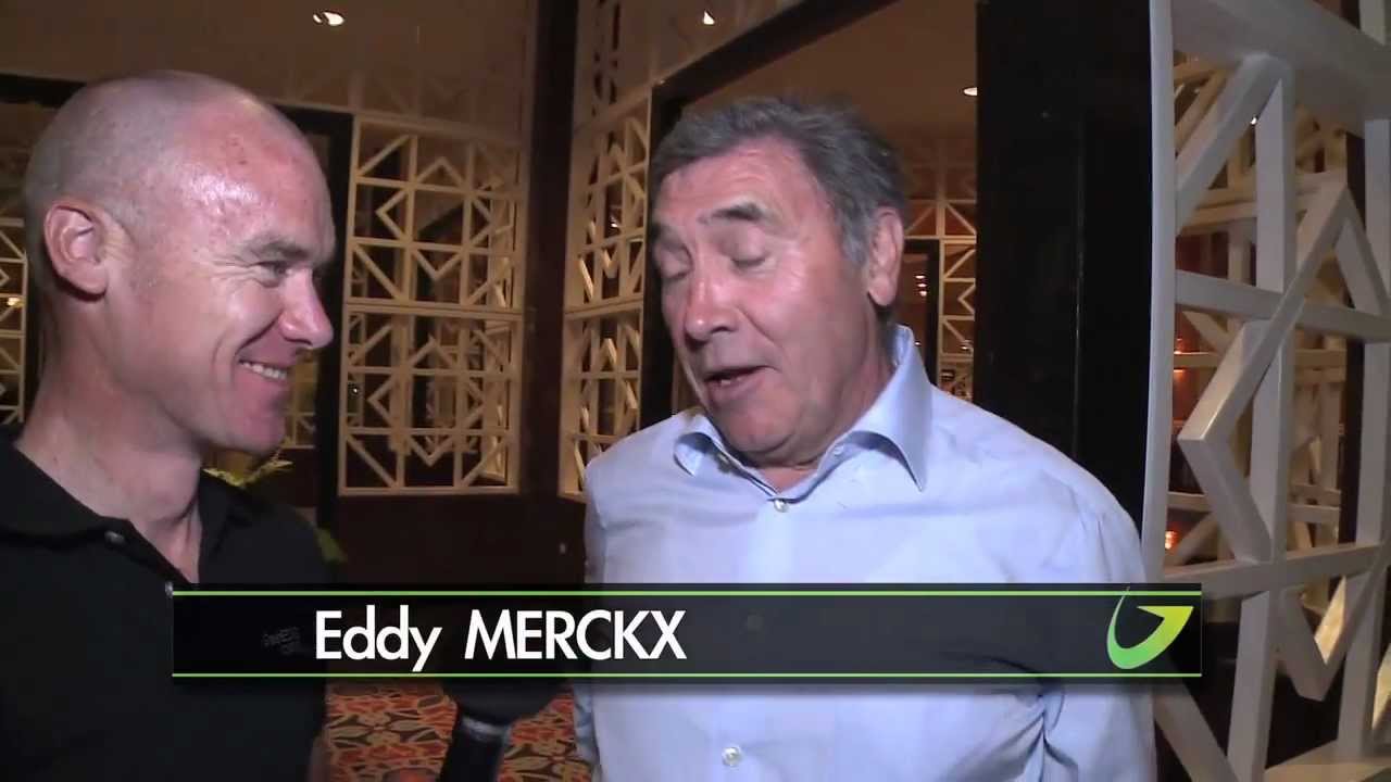 Eddy Merckx and Stuart O'Grady share nutrition stories