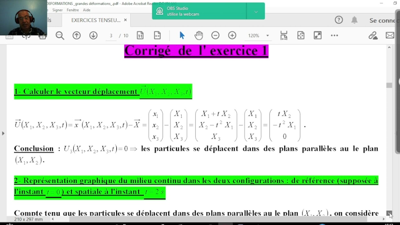 EXERCICES  SUR  LE  TENSEUR  DE  DEFORMATIONS (Grandes déformations)