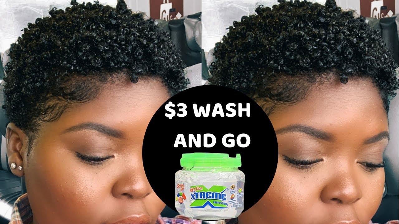 $3 WASH AND GO ON SHORT NATURAL HAIR FT WETLINE EXTREME GEL