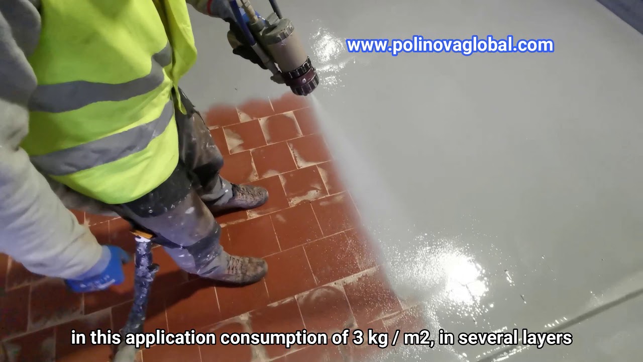Polyurea application, on industrial pavement, Polinova Global S.L