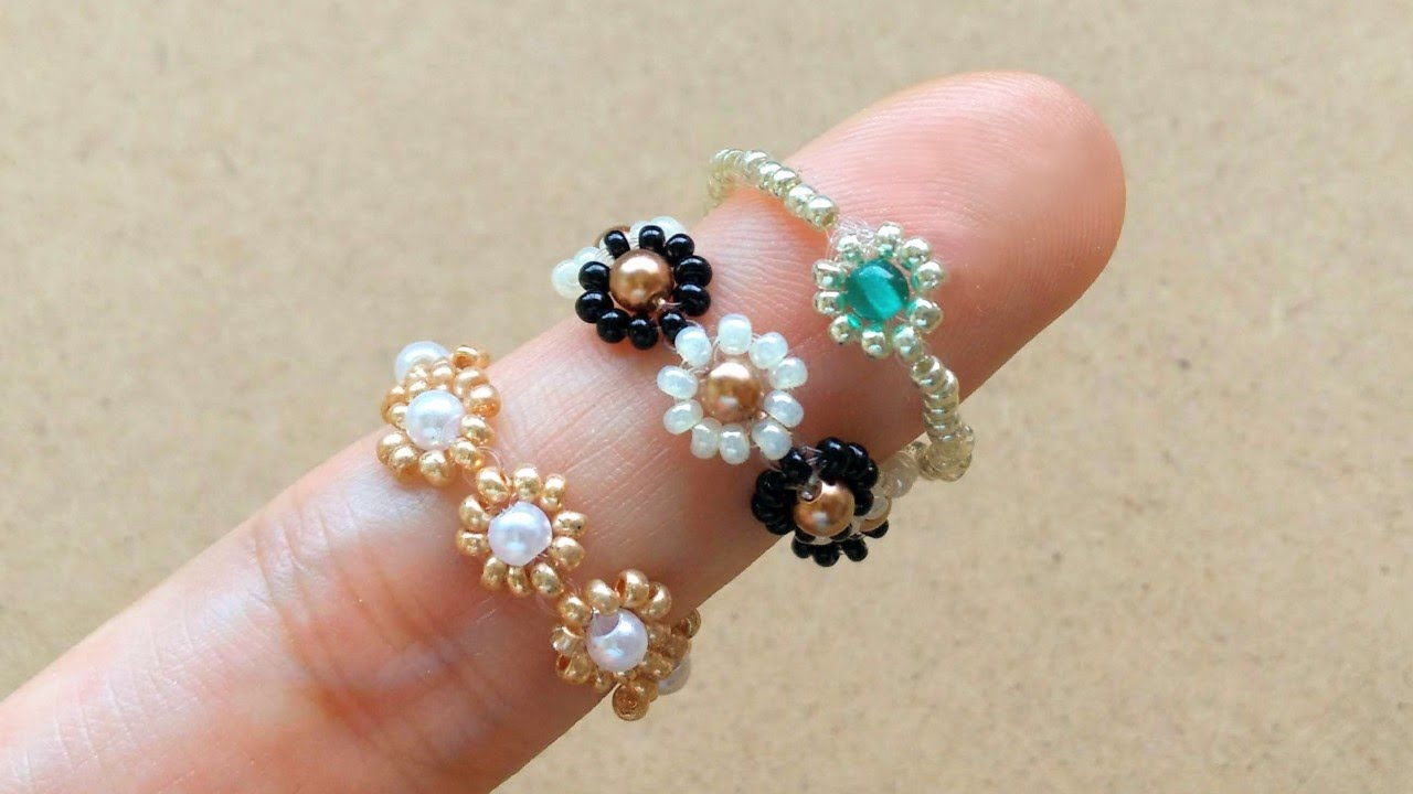 【図で分かりやすく！】かわいいビーズリングの作り方♪ How to make a cute beaded ring.