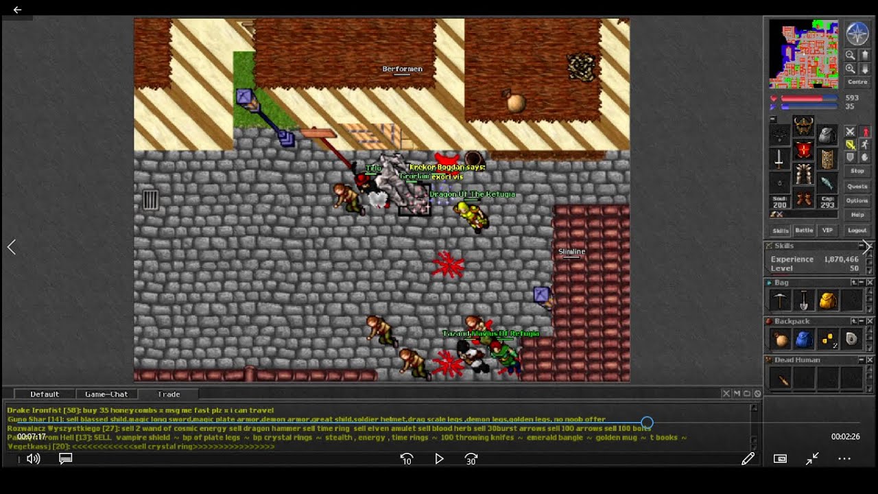 Old Tibia - Grorlam Lured to Thais DP (10+kills) (7.81 2006 Refugia)