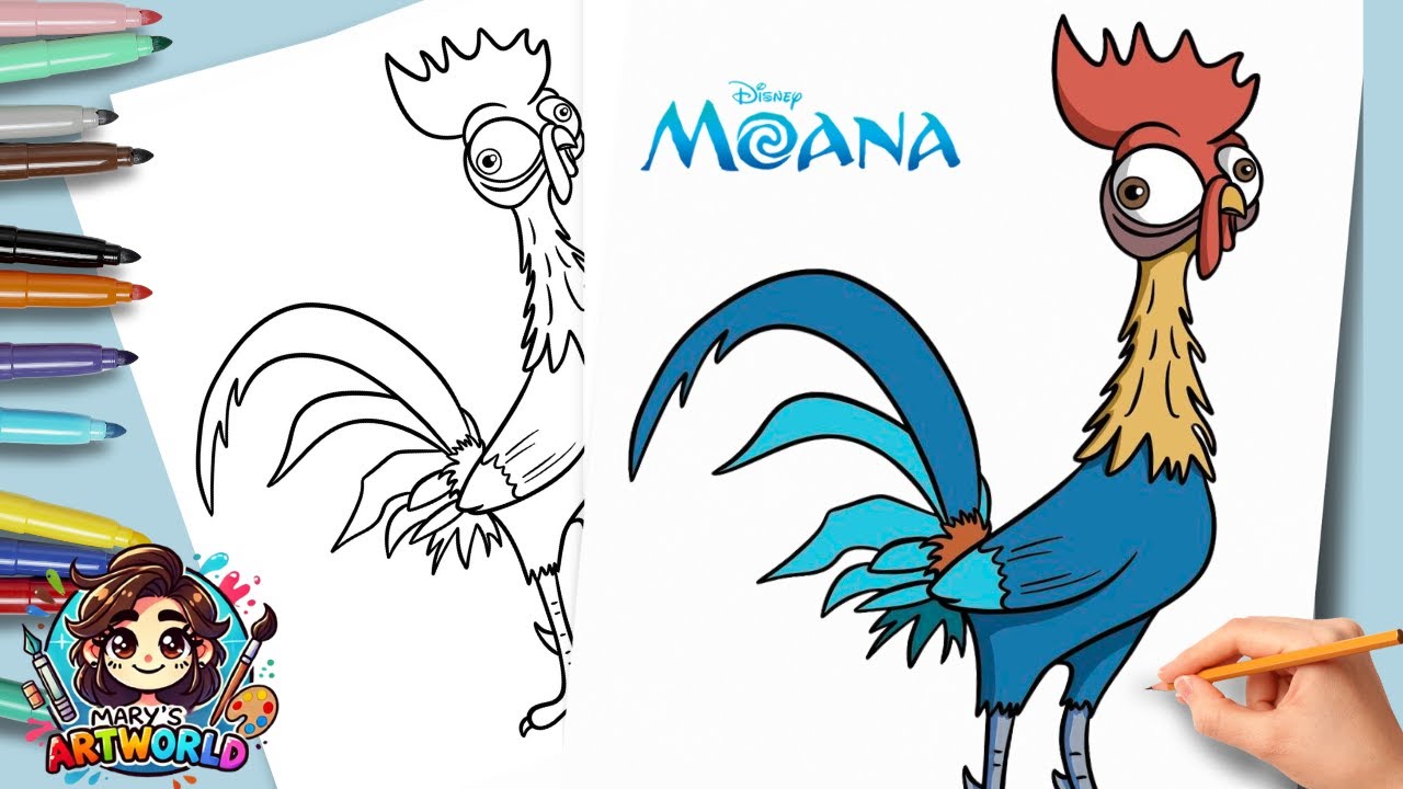 How to Draw Heihei from Moana 🐔🌊 | Funny Disney Character Drawing Tutorial for Kids