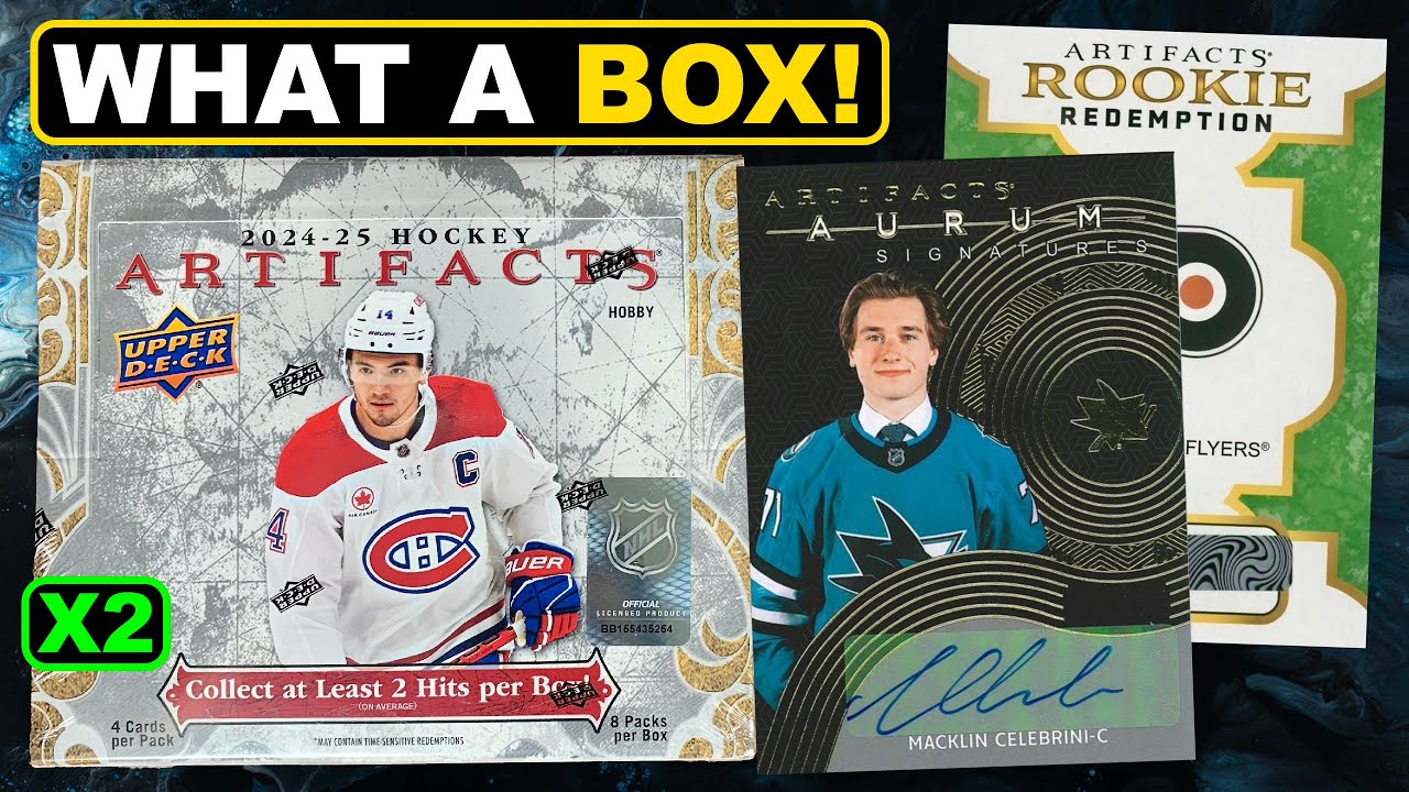 MACKLIN CELEBRINI FIRST NHL RPA'S! Opening 2 Boxes of 2024-25 Upper Deck Artifacts Hockey Hobby