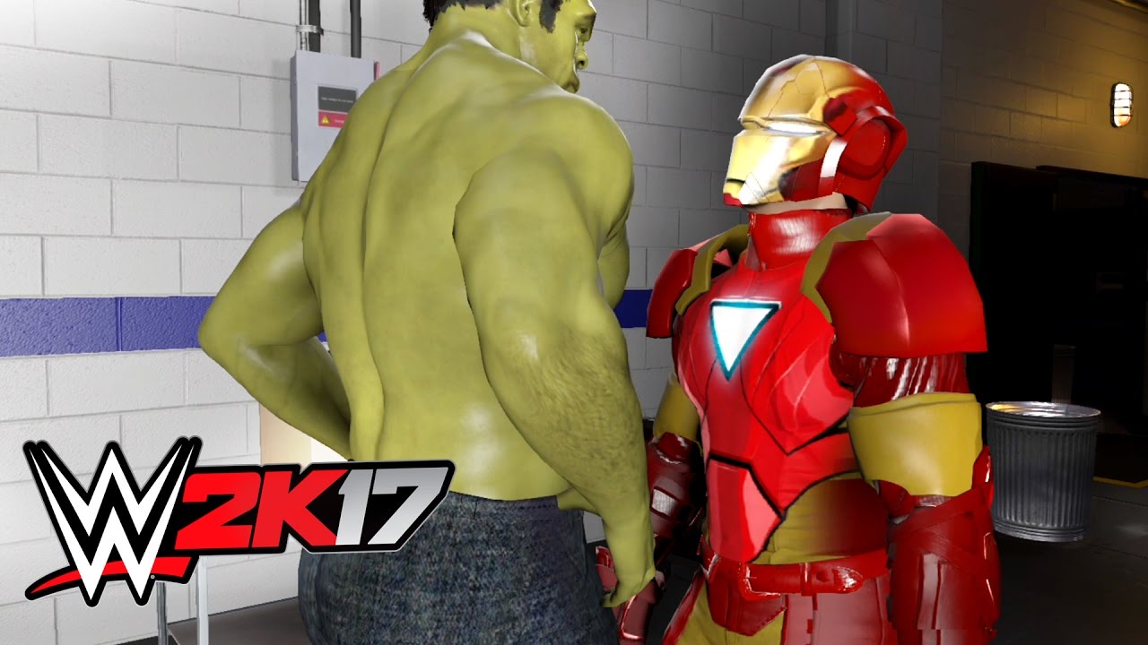 WWE 2K17 - AVENGERS HULK VS IRON MAN - BACKSTAGE BRAWL MATCH