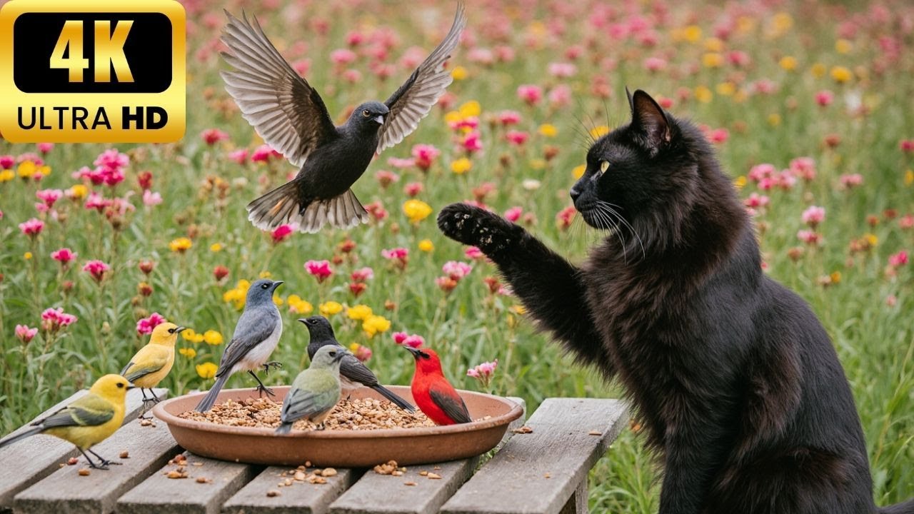 Cat TV: Birds Chirping, Squirrels Jumping — Perfect Cat Entertainment 🐱🎥 4K