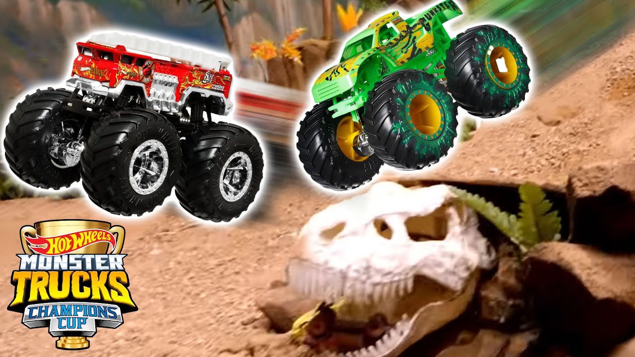 Hot Wheels Monster Trucks Go Downhill Racing! 🚗 🔥 - Monster Truck Videos for Kids