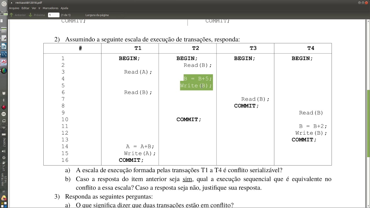 Exercícios de Revisão: Transações em Banco de Dados