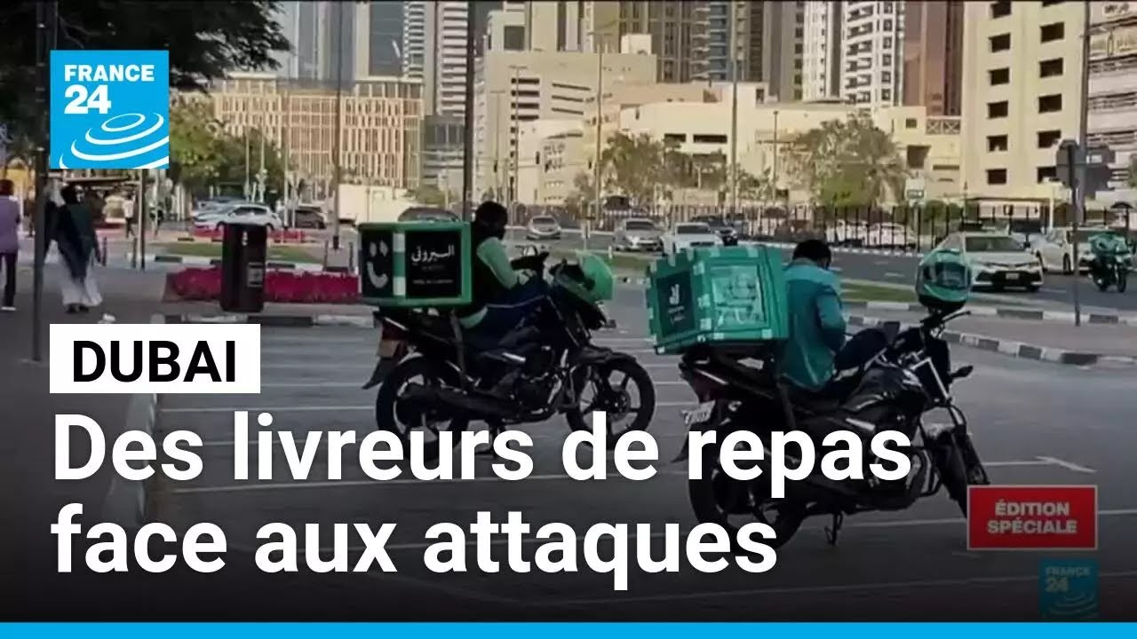 Dubaï : des livreurs de repas face aux débris des attaques de l'Iran • FRANCE 24
