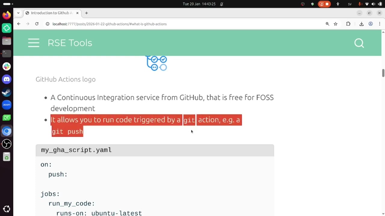 RSE Tools session: GitHub Actions