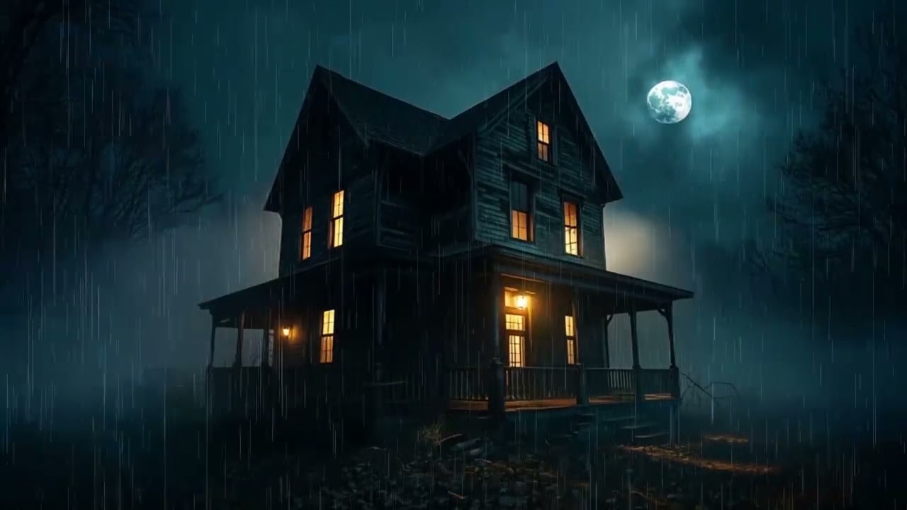 Abandoned Haunted House Storm Night 👻🌩️ Rain & Thunder Sounds