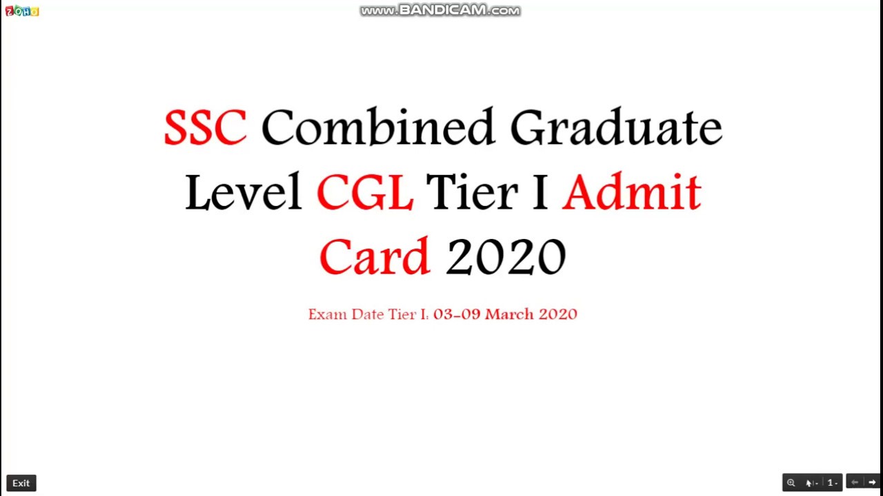 SSC Combined Graduate Level CGL Tier I Admit Card 2020|Combined Graduate Level  Exam (CGL-2019) |