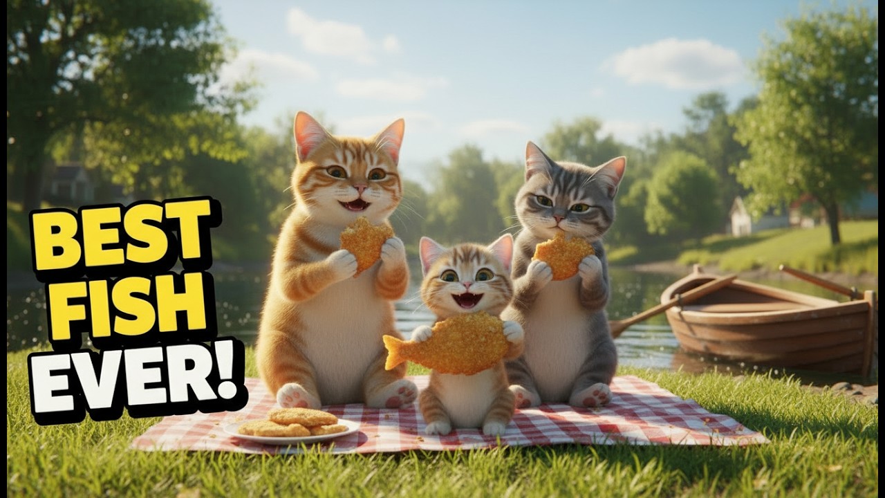 Happy Cat Family Fishing Picnic | 快乐猫咪河边钓鱼记 #CatFamily #CuteCats