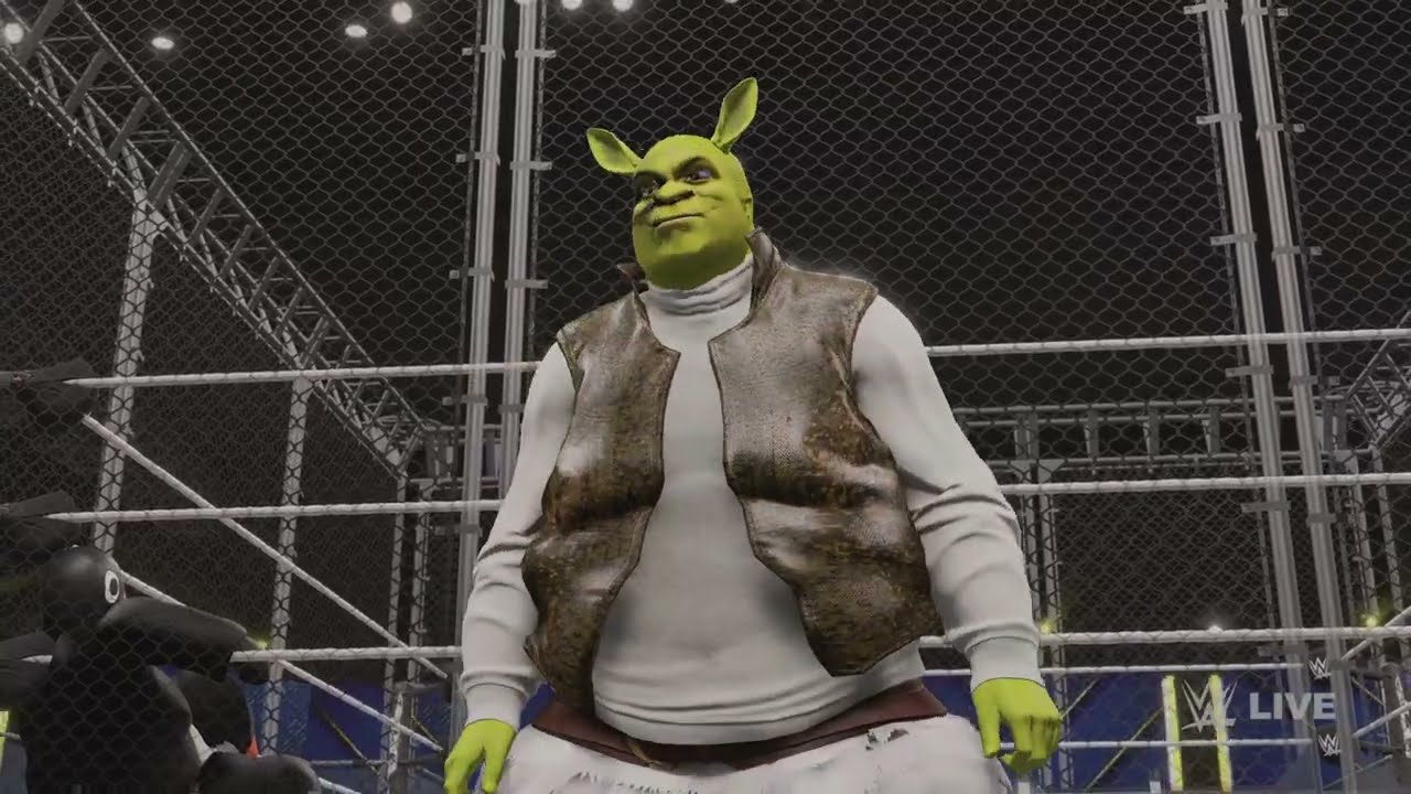 WWE 2K22 Pingu vs Shrek vs Spongebob | Steel Cage Match