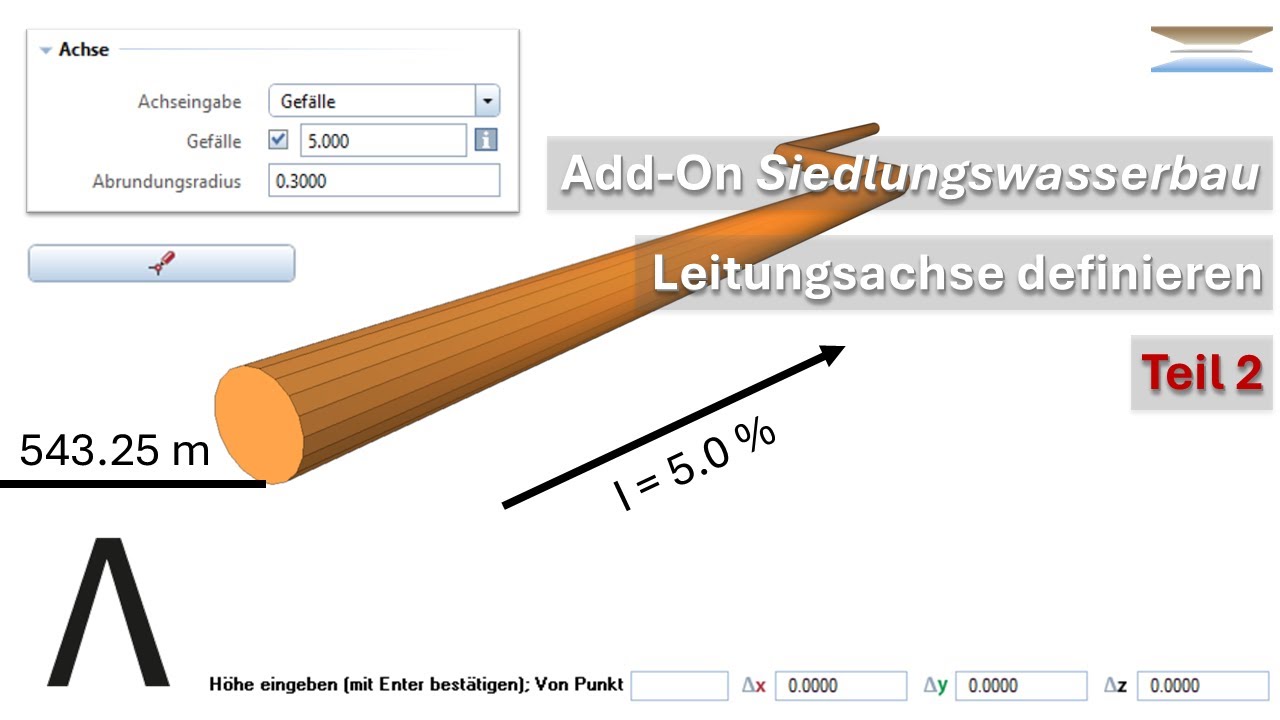Allplan Add-On Siedlungswasserbau - Leitungsachse frei oder im Gefälle definieren