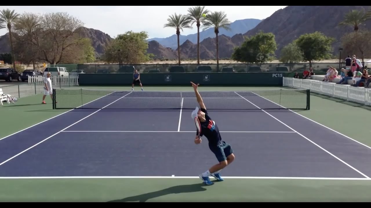 Dominic Thiem & Ernests Gulbis | Indian Wells Practice 3.3.14 (Court Level)
