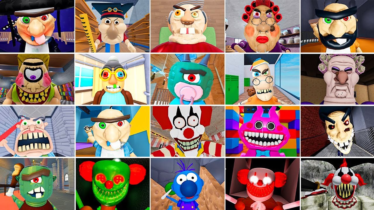EPIC SCHOOL ESCAPE, EVIL TOYSHOP ESCAPE, BABY BOBBY, MISS ANI-TRON, EVIL GRANDPA, ROBLOX JUMPSCARE'S