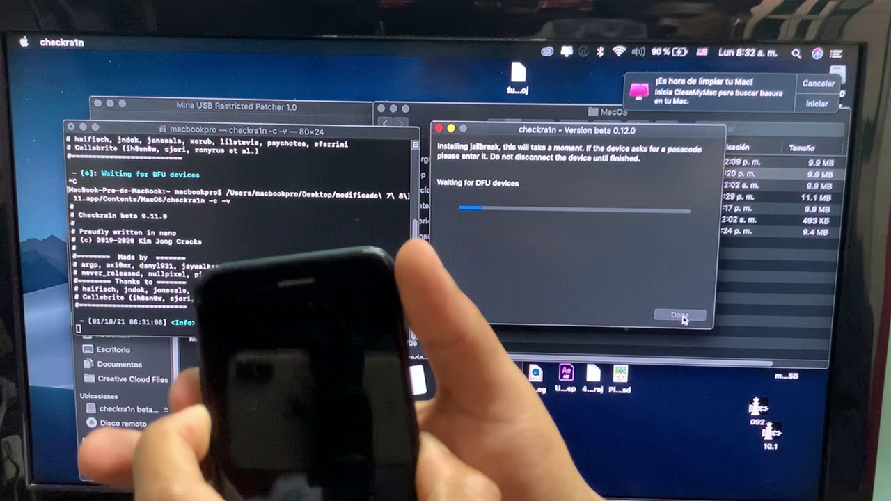 Jailbreak iPhone 7 passcode iOS 14.2 error -20 corregido minausb Checkra1n