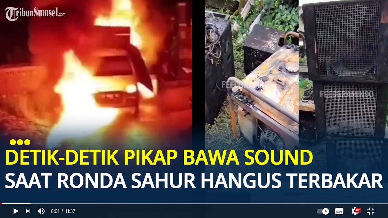Detik-detik Pikap Pengangkut Sound Ronda Sahur Hangus Terbakar di Trenggalek, Kerugian Rp 40 Juta