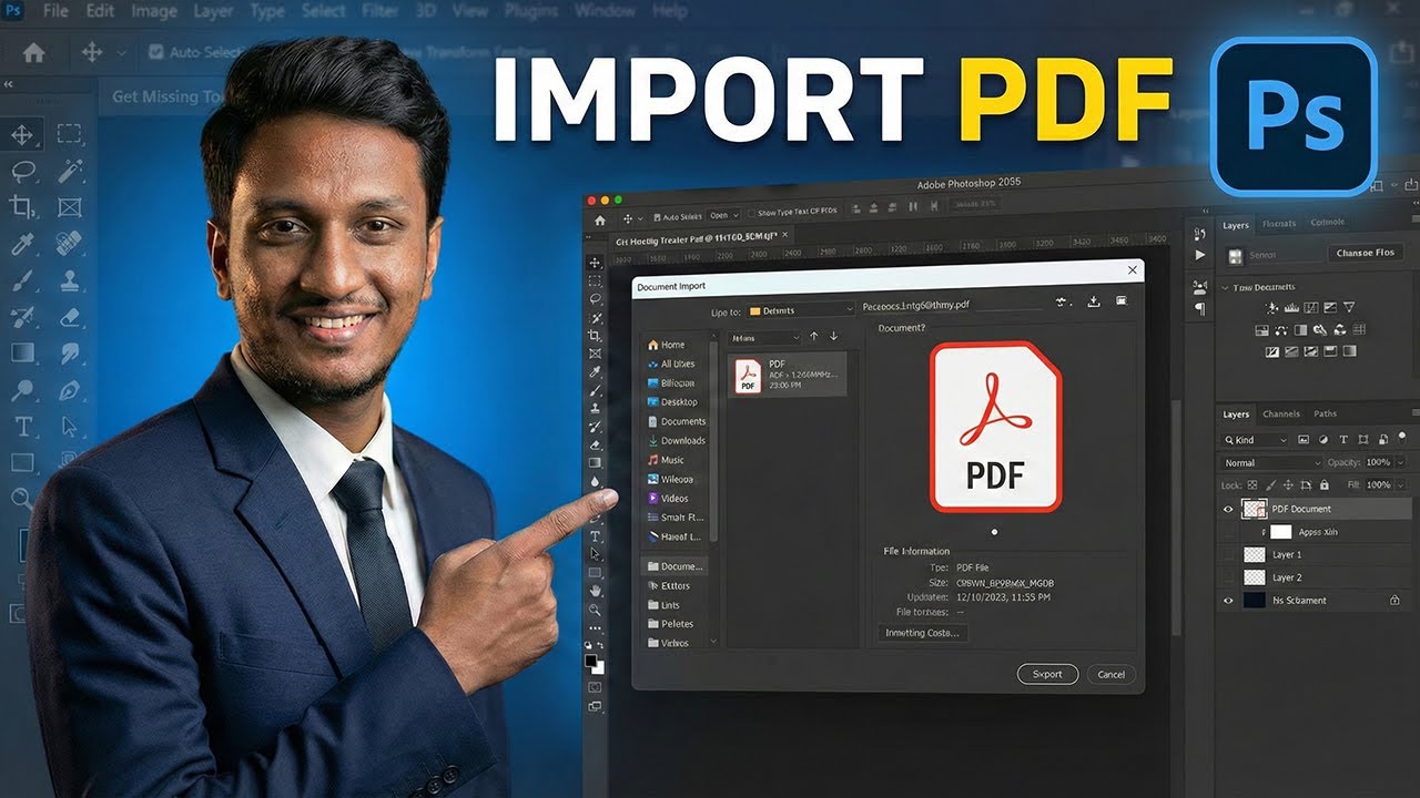 How to Import PDF in Adobe Photoshop 2026 | Step-by-Step Tutorial for Beginners