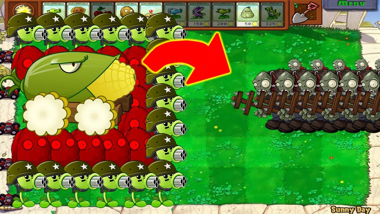 PvZ Hack Battle - All Gargantuar VS Gatling Pea Cob Cannon Team Up