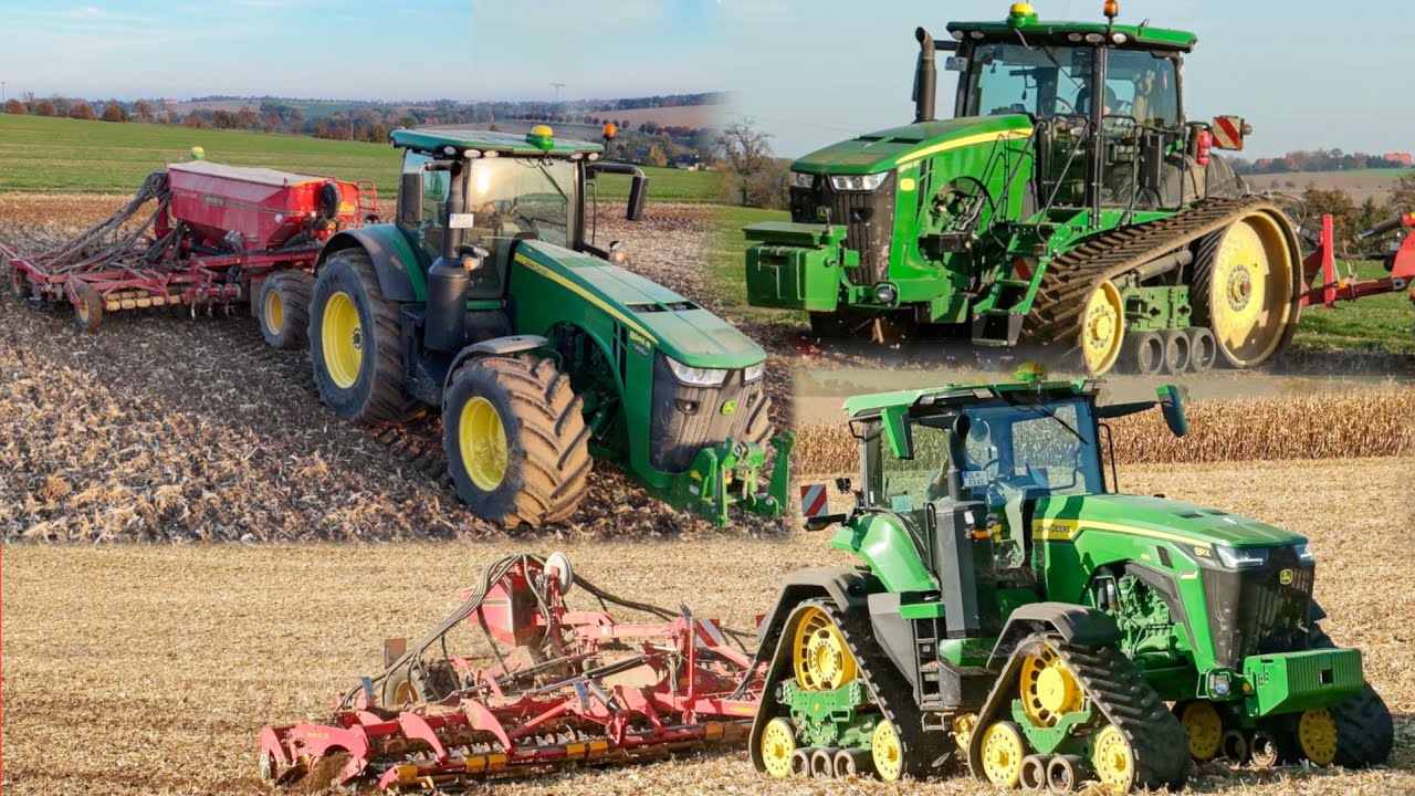 John Deere 8RX 410 + 8370RT + 8345R mit Väderstad Carrier 725, TopDown 600, Rapid | Weizenaussaat 24