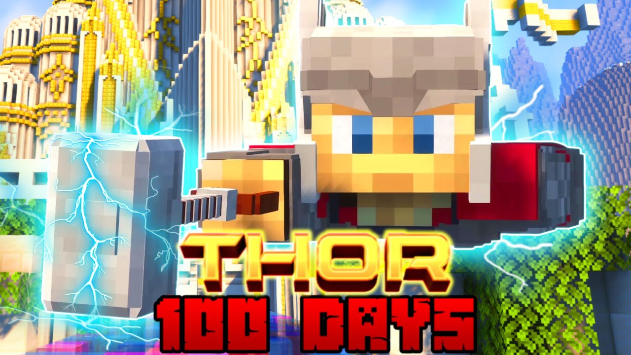 I Survived 100 Days As THOR on HARDCORE Minecraft