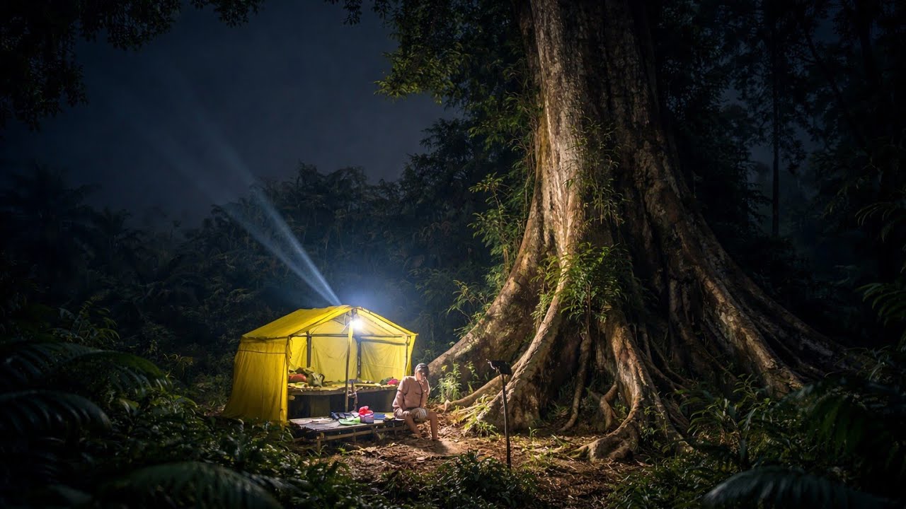 Solo camping hujan deras. Nekat camping dekat pohon angker. 