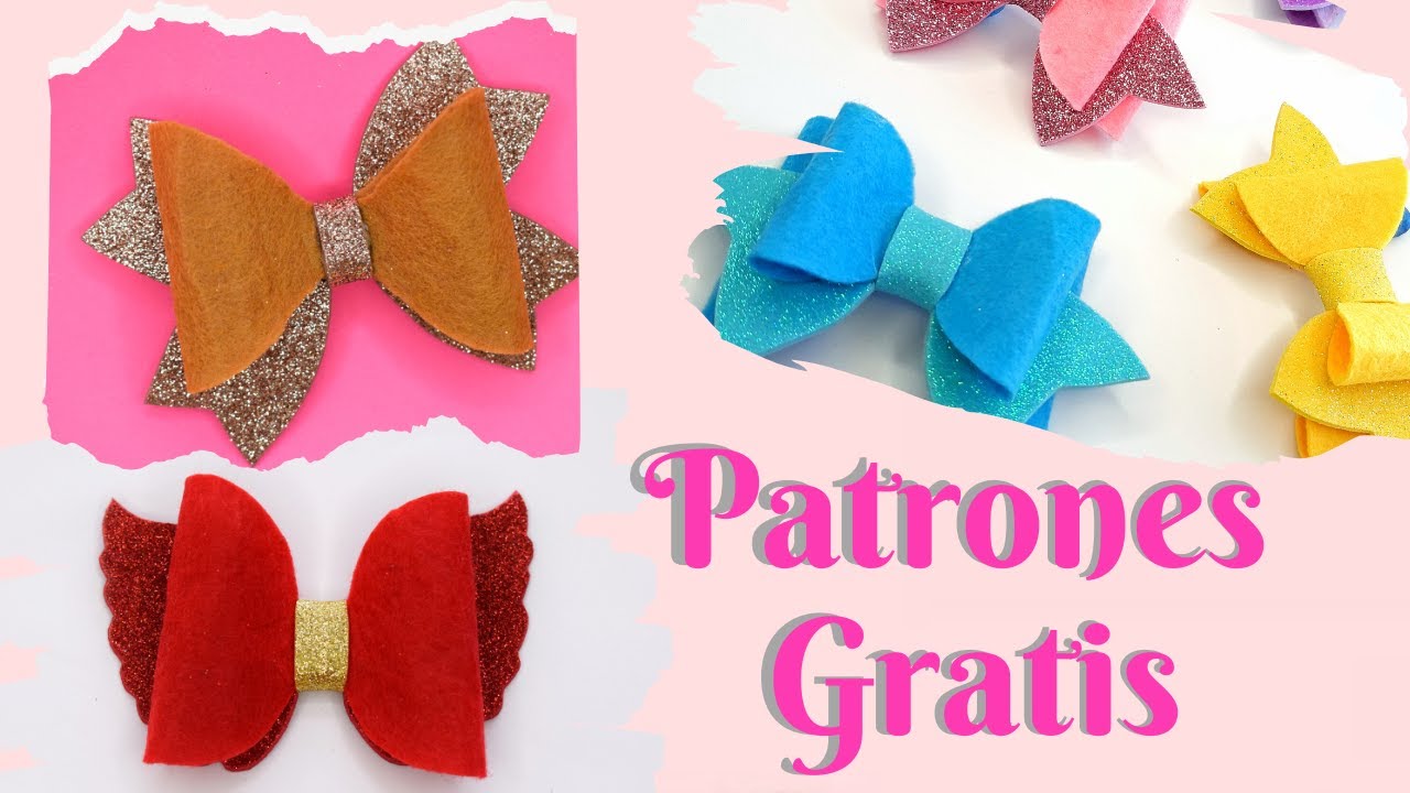 Lazos para el cabello en foamy y fieltro con patrones GRATIS 🎀 hairbow for girls #5 💙 Margari
